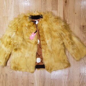 NWT Maison Atia Brigit Caramel Faux Fur Coat Vest Removable Sleeves Size 1US 2-4